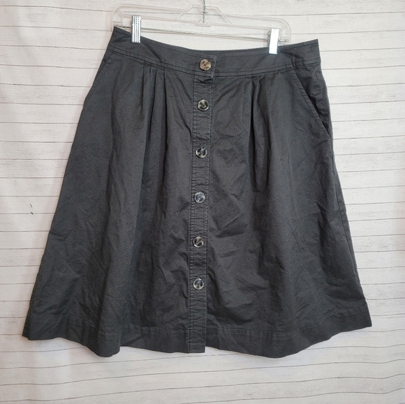 TRINK TURK A LINE BUTTON FRONT BLACK PLEATED SKIRT, SZ 12 - Picture 1 of 14